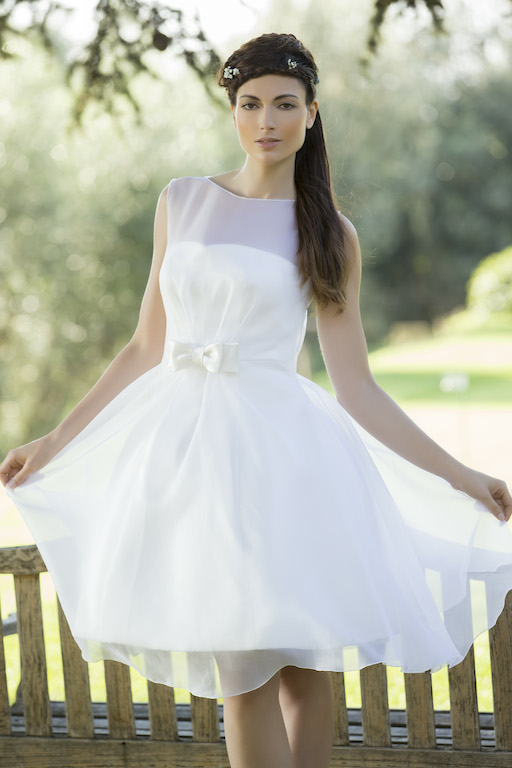 Abito da Sposa corto in organza di seta pura