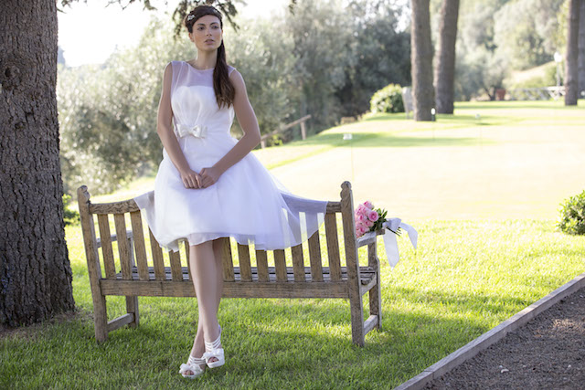 Abito sposa corto in organza